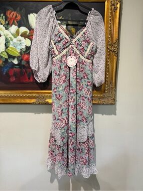 Umgee Floral Maxi Dress in Mint and Lavender
